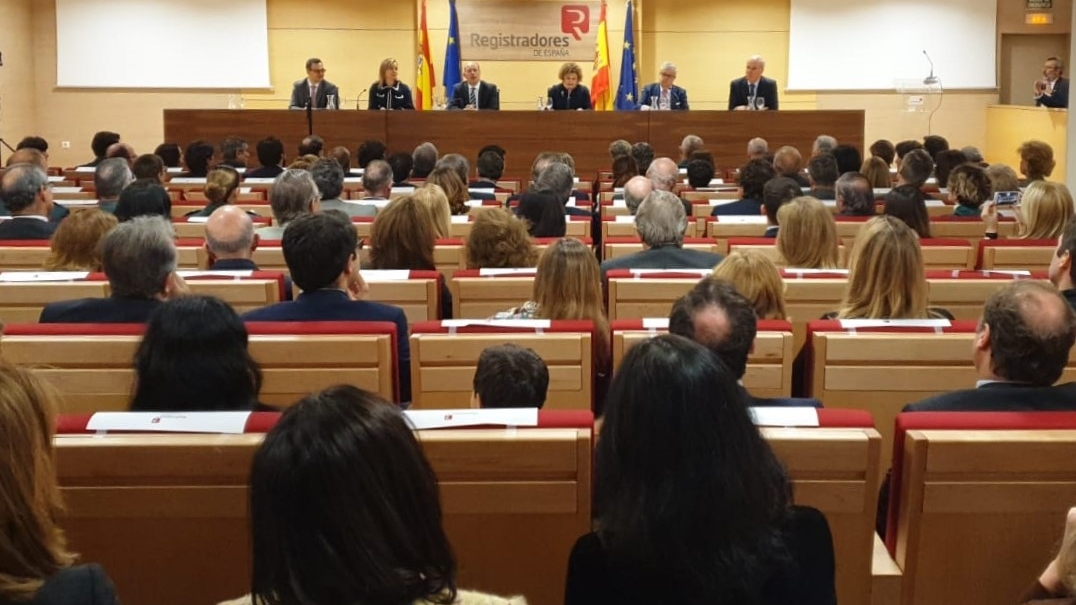 El ministro de Justicia, Juan Carlos Campo, durante el acto de entrega de las Medallas y Placas de Honor del Colegio de Registradores de Espa&ntilde;a