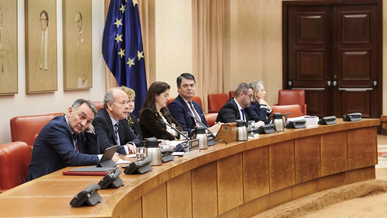 El ministro de Justicia, Juan Carlos Campo, durante su comparencencia en la Comisi&oacute;n de Justicia del Congreso