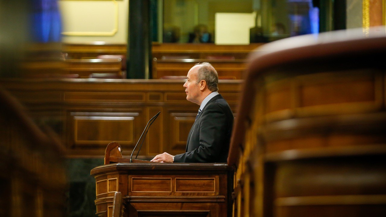 El ministro de Justicia, Juan Carlos Campo, durante su intervenci&oacute;n ante el pleno del Congreso de los Diputados 