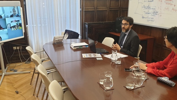 El secretario de Estado de Justicia, Pablo Zapatero, durante una reciente reuni&oacute;n por videoconferencia