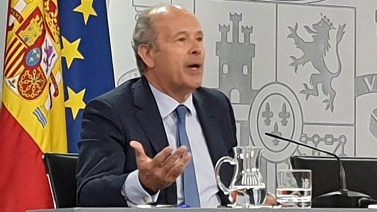 El ministro de Justicia, Juan Carlos Campo, durante su intervenci&oacute;n en la rueda de prensa del Consejo de Ministros