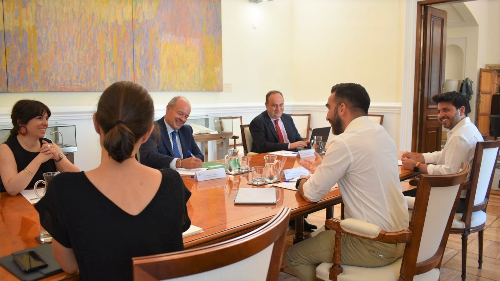 El ministro de Justicia, Juan Carlos Campo, durante su reuni&oacute;n con el presidente del Alto Comisionado para Espa&ntilde;a Naci&oacute;n Emprendedora, Francisco Polo