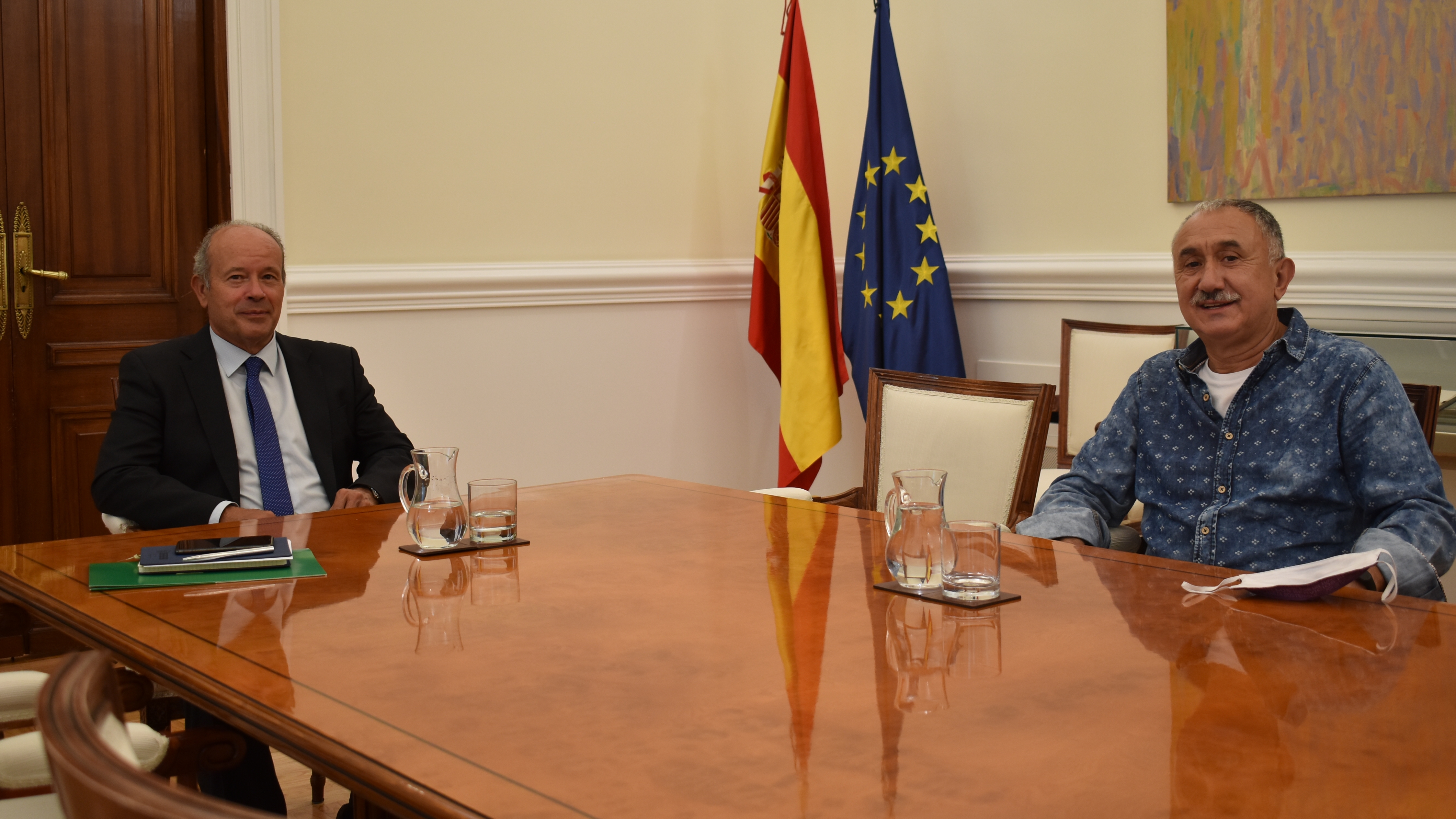 El ministro de Justicia, Juan Carlos Campo, junto con el secretario general de UGT, Pepe &Aacute;lvarez