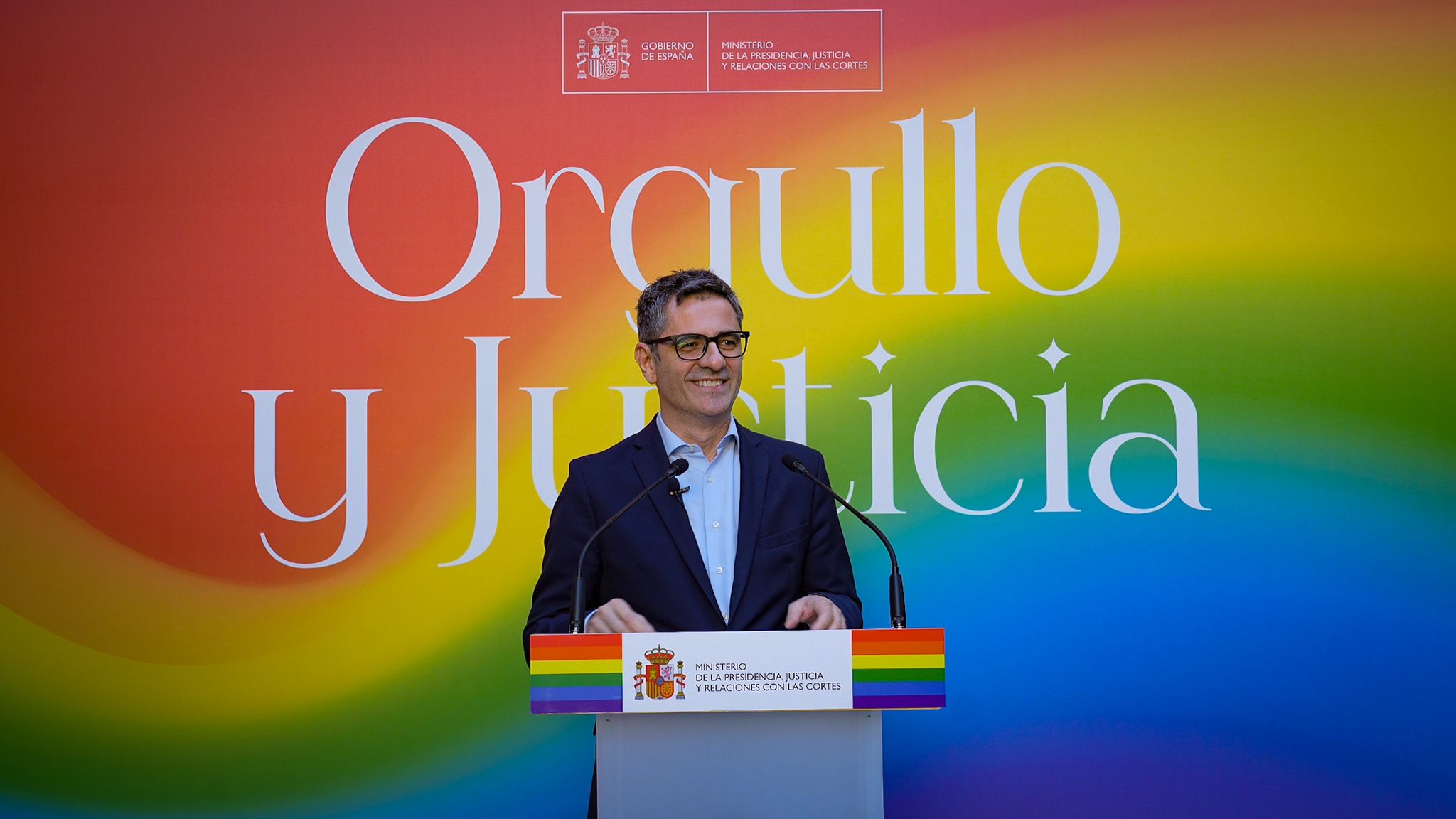 Félix Bolaños durante el acto de conmemoración del Día Nacional del Orgullo