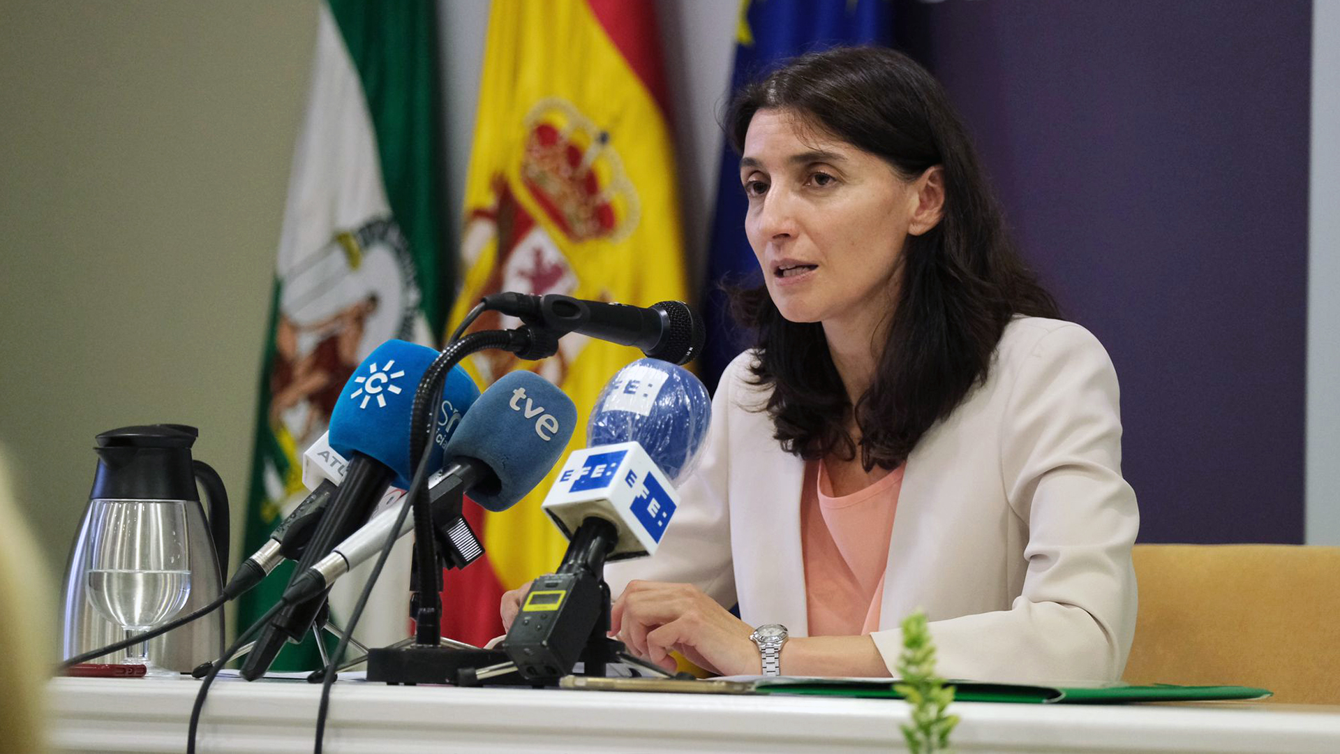 La ministra de Justicia, Pilar Llop, durante la reunión de la Unidad de Coordinación Contra la Violencia Sobre la Mujer de la Delegación de Andalucía