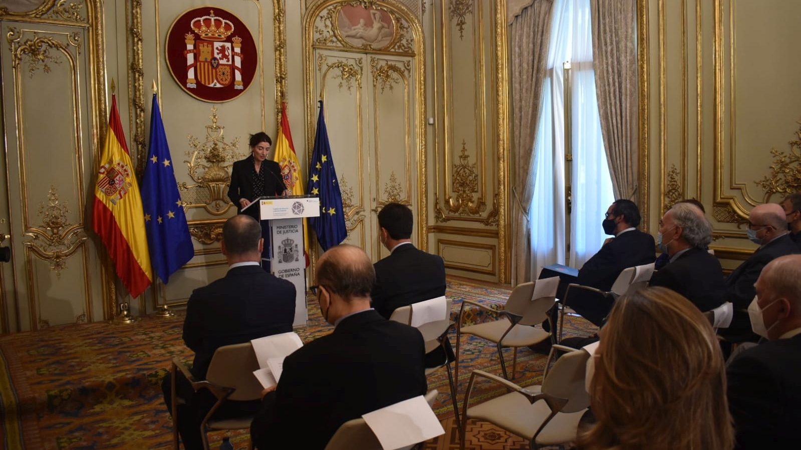 Pilar Llop durante la presentación del Tratado de Derecho y Envejecimiento