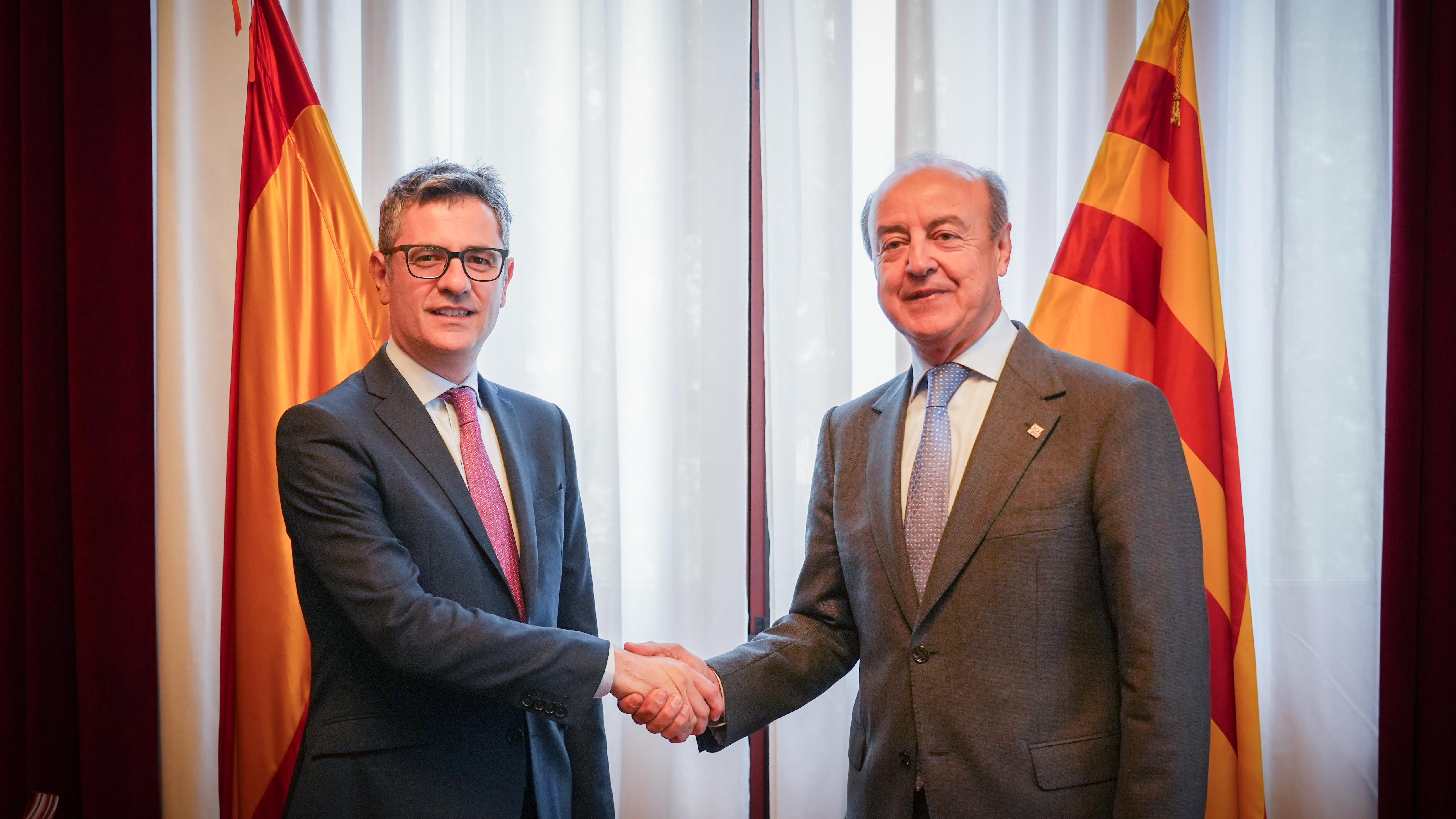 Bolaños con el presidente del TSJ de Cataluña, Jesús María Barrientos
