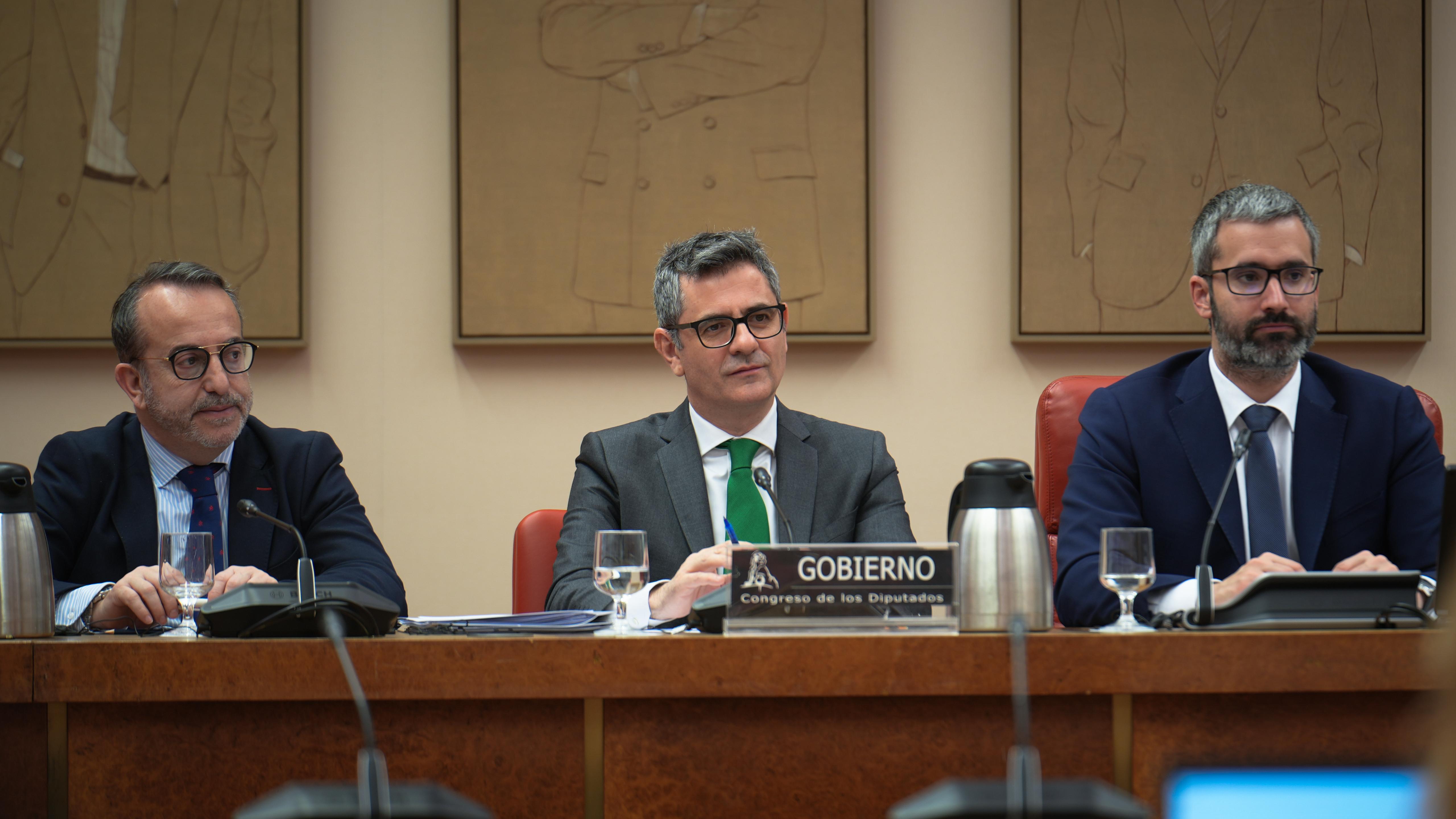 Bolaños en su comparecencia ante la Comisión de Justicia del Congreso de los DiputadosBolaños en su comparecencia ante la Comisión de Justicia del Congreso de los Diputados