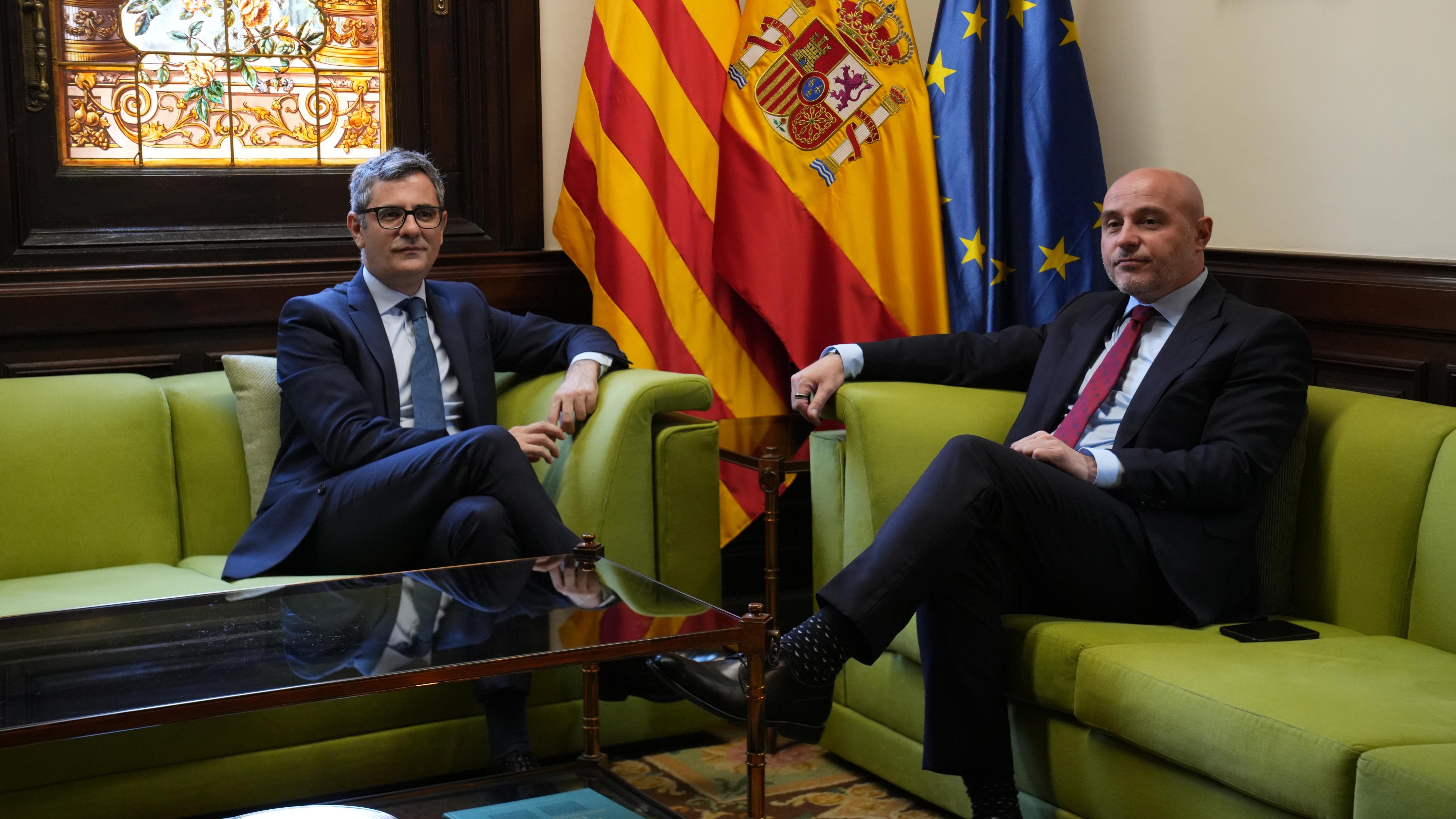 Bolaños se reúne con el delegado del Gobierno en Catalunya, Carlos Prieto