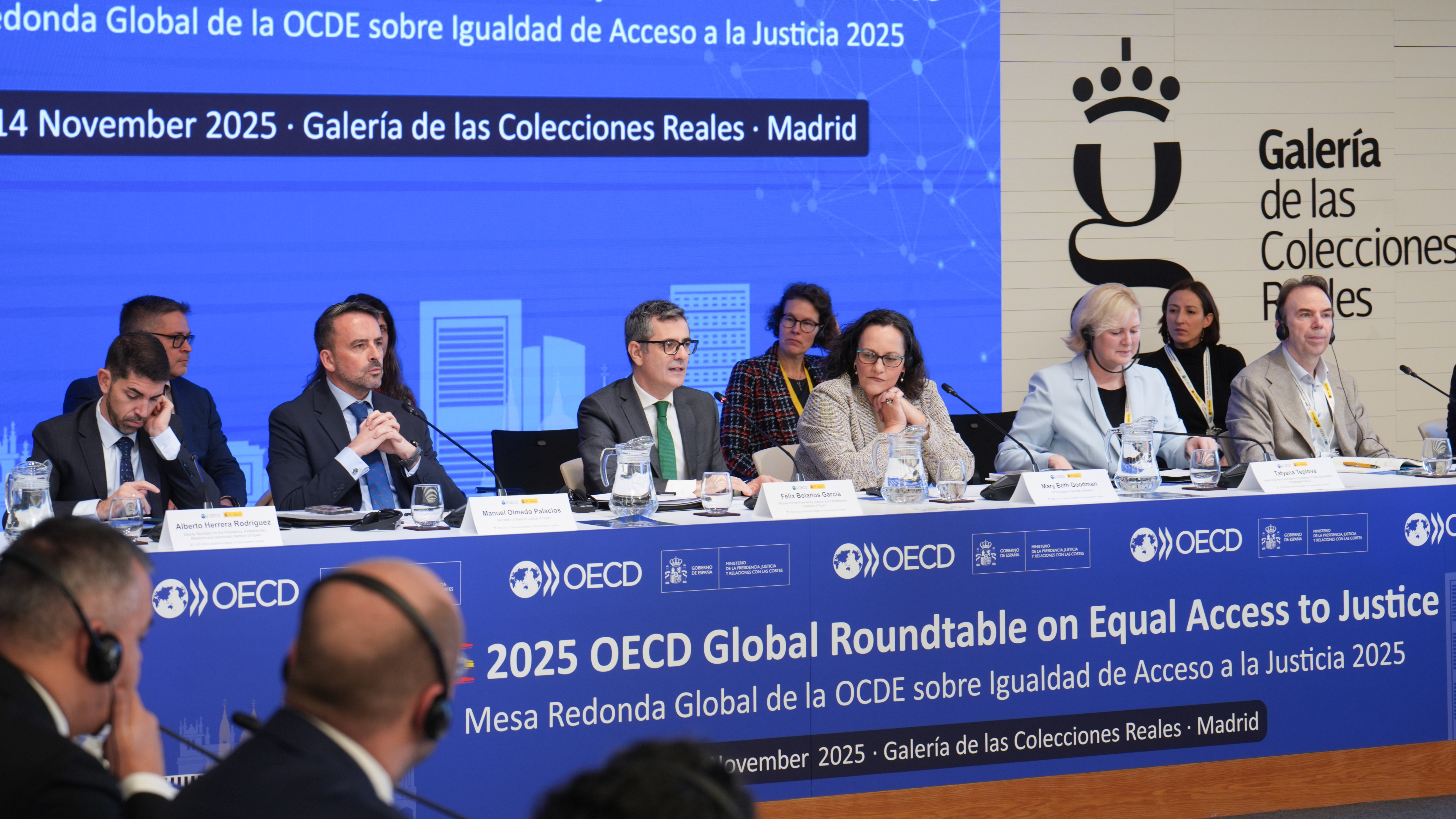 Bolaños durante el Diálogo de Líderes de Justicia de la 10ª Mesa Redonda Global de la OCDE sobre Igualdad de Acceso a la Justicia
