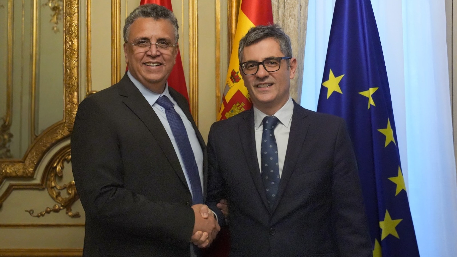 Félix Bolaños con el ministro de Justicia de Marruecos, Abdellatif Ouahbi