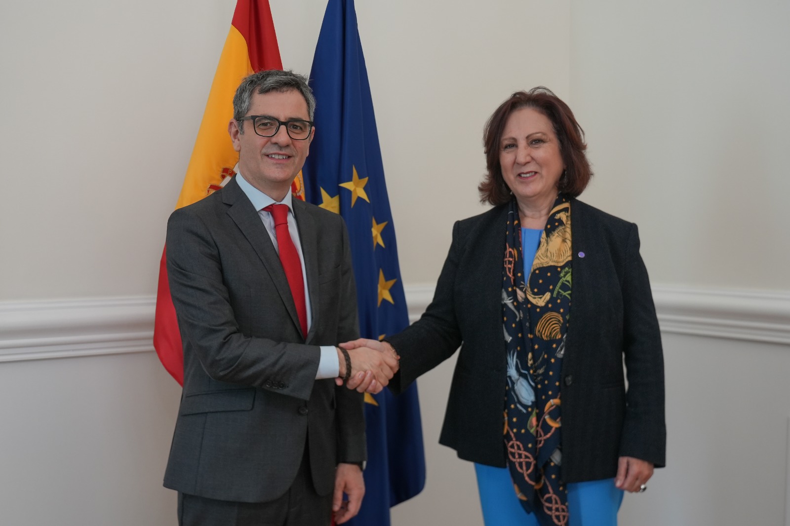 Félix Bolaños con la fiscal general del Estado, Teresa Peramato